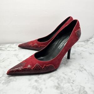 Donald Pliner COUTURE Burgundy Red Suede Raised Design Size 7